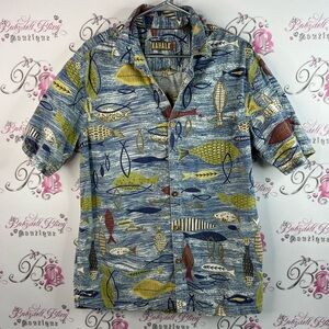 Kahala button up tshirt tee vintage fishes Fish Print Button-Up Shirt Hawaii